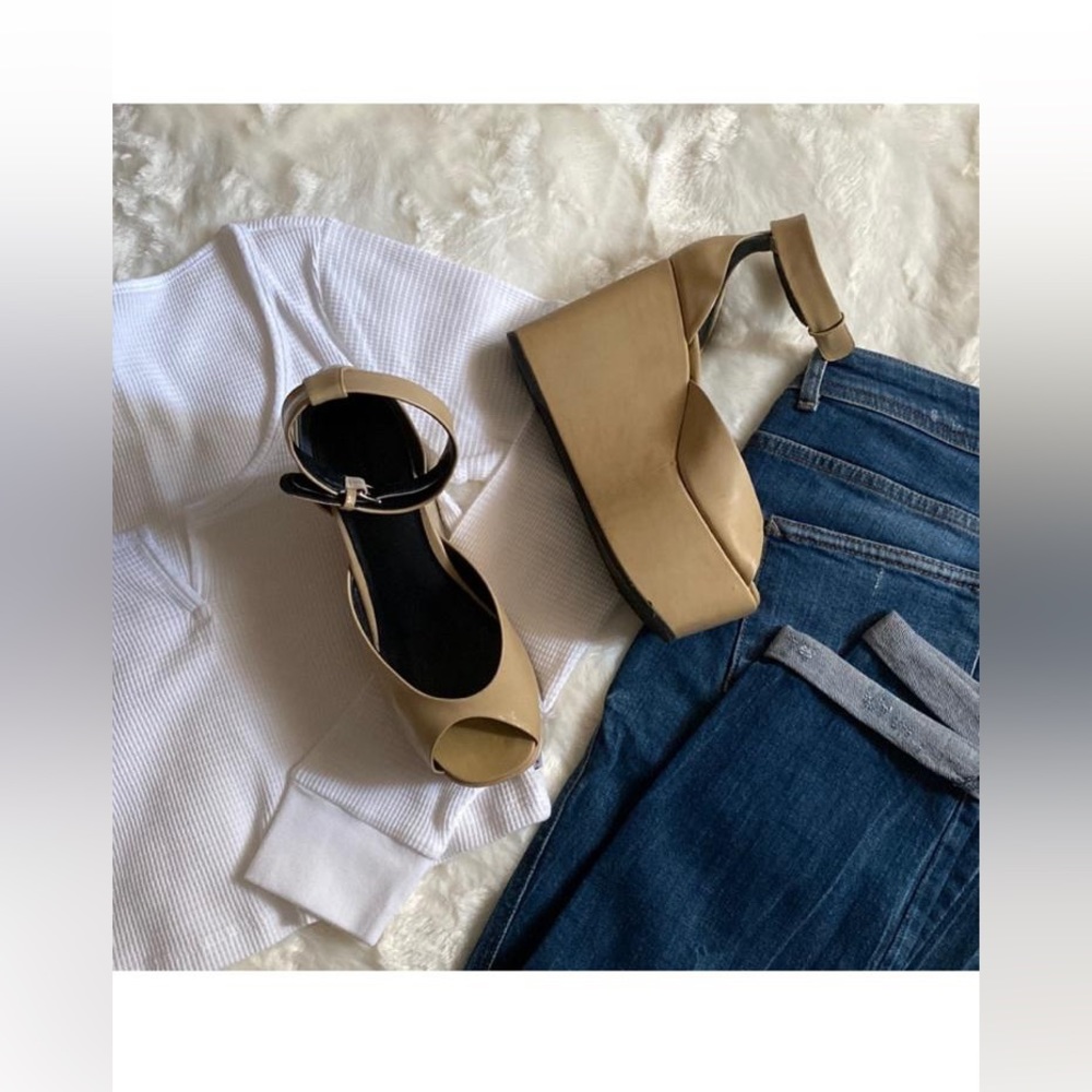 CELINE Platform Peep Toe Shoes soft leather size 37